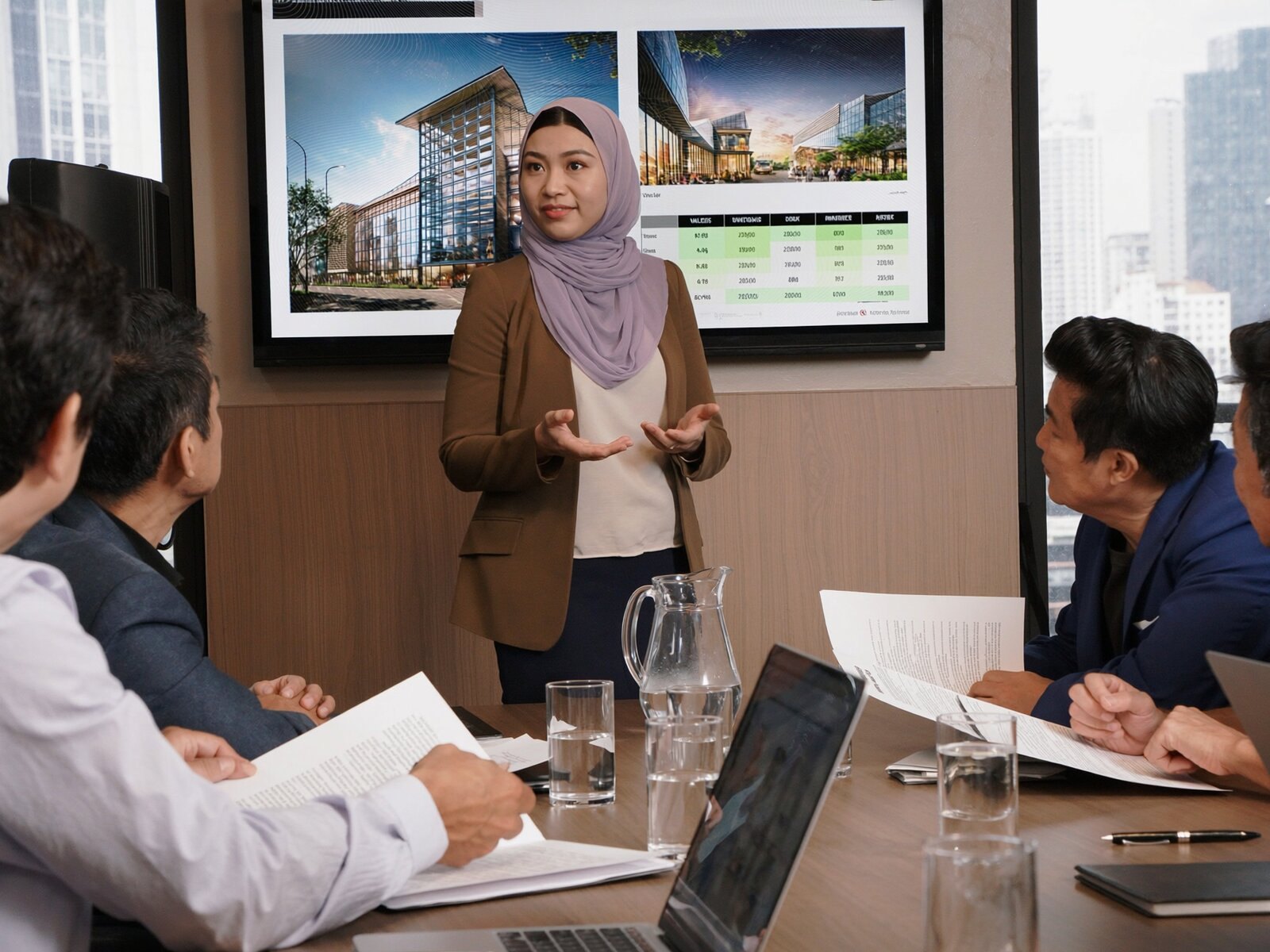 Project sponsor presenting a signed implementation scope to a client team.