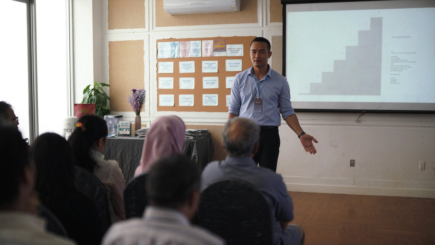 A presentation during a property meeting.